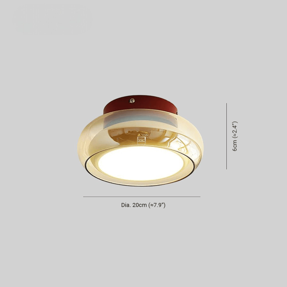 Elvora Ceiling Light | Retro Amber Glass Flush Mount