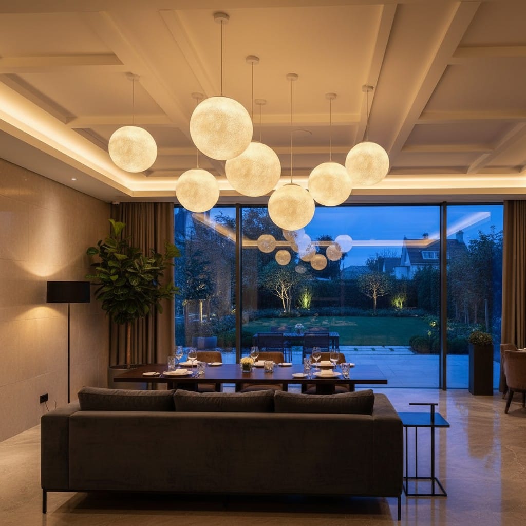 Elvora Pendant Light | Lunar Surface Globe Design
