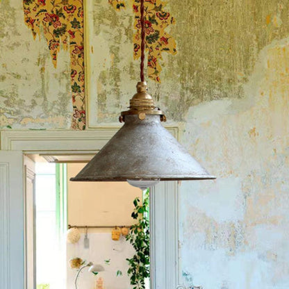 Pendant Light | Vintage Patina Cone Design