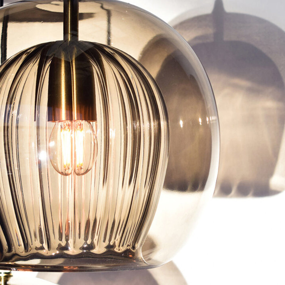 Pendant Light | Glass Globe Ribbed Design