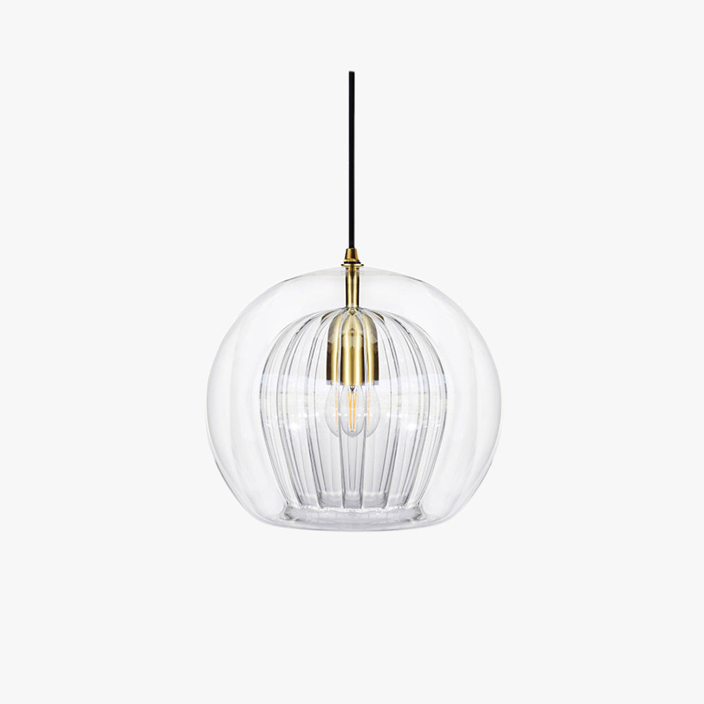 Pendant Light | Glass Globe Ribbed Design