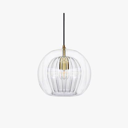 Pendant Light | Glass Globe Ribbed Design