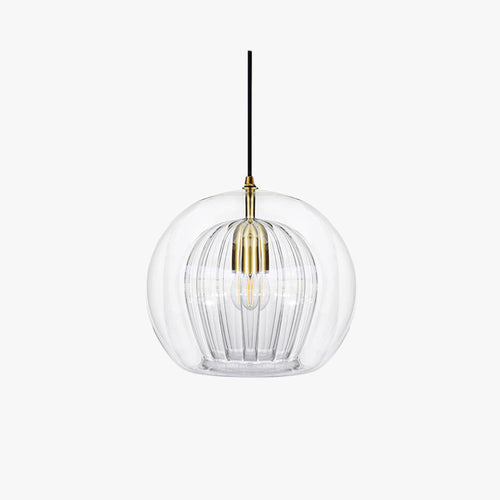 Pendant Light | Glass Globe Ribbed Design