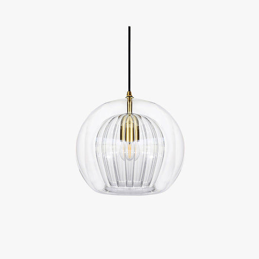 Pendant Light | Glass Globe Ribbed Design