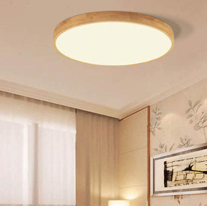 Ceiling Light | Round Wood Frame LED Design