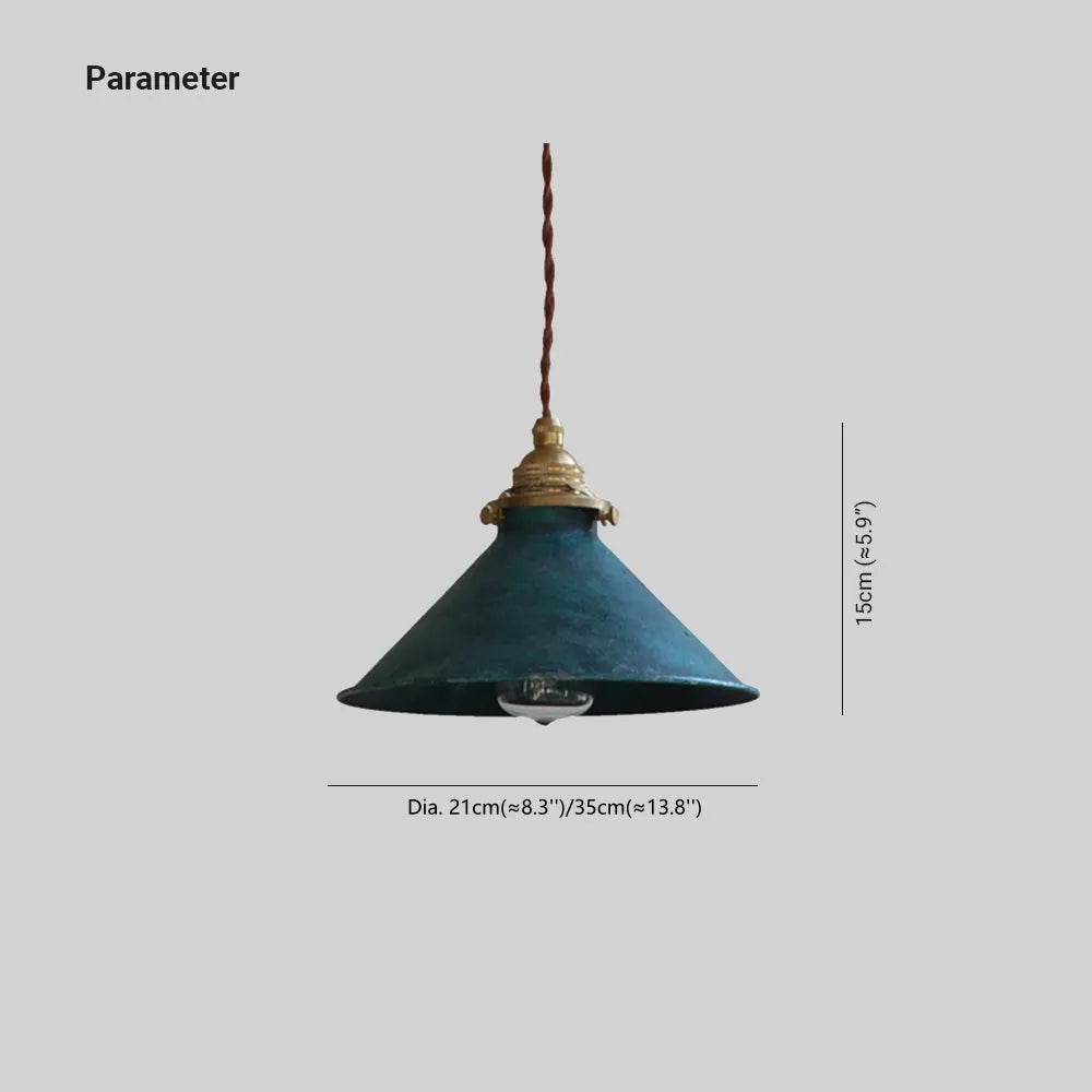 Pendant Light | Vintage Patina Cone Design