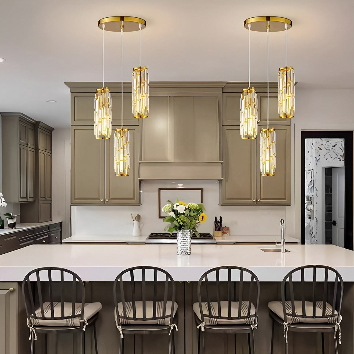 Pendant Light | Crystal Cylinder Cluster Design