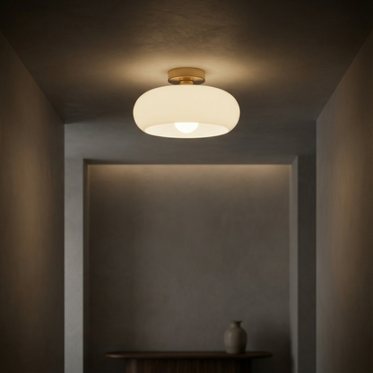Pendant Light | Amber Glass Dome Design
