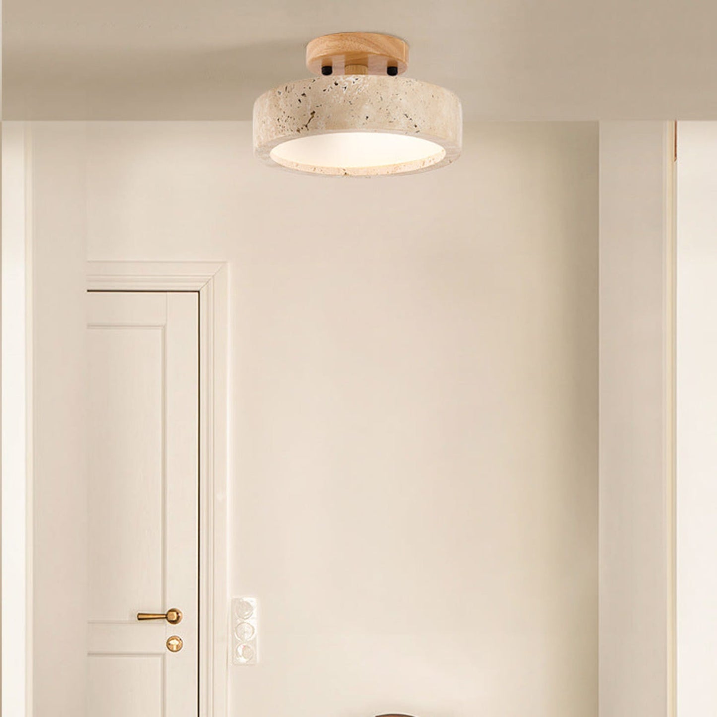 Ceiling Light | Natural Stone Round Design