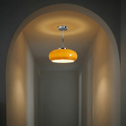 Pendant Light | Amber Glass Dome Design