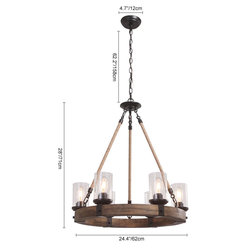 Pendant Light | Wood Ring Rope Chandelier
