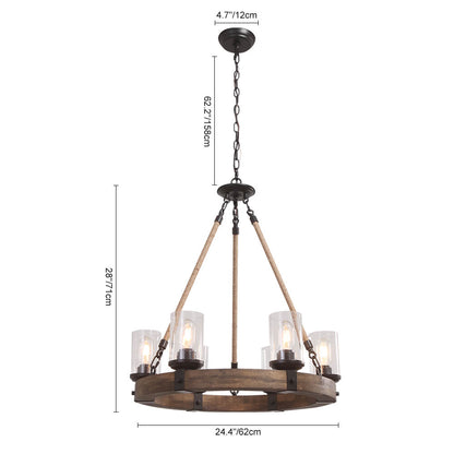 Pendant Light | Wood Ring Rope Chandelier