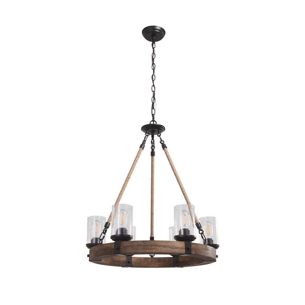 Pendant Light | Wood Ring Rope Chandelier