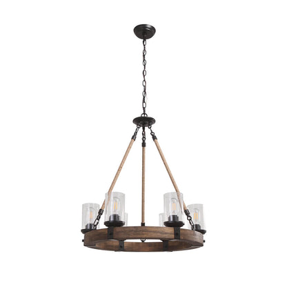 Pendant Light | Wood Ring Rope Chandelier