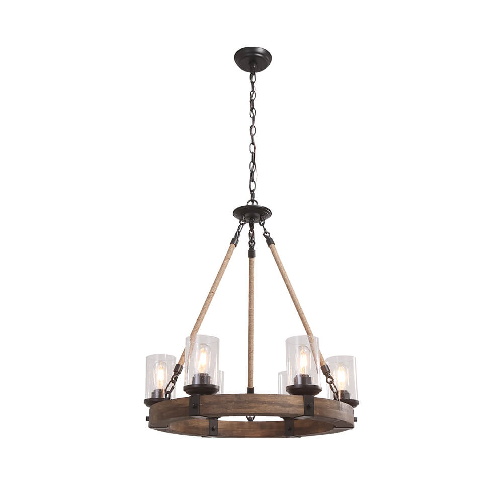 Pendant Light | Wood Ring Rope Chandelier