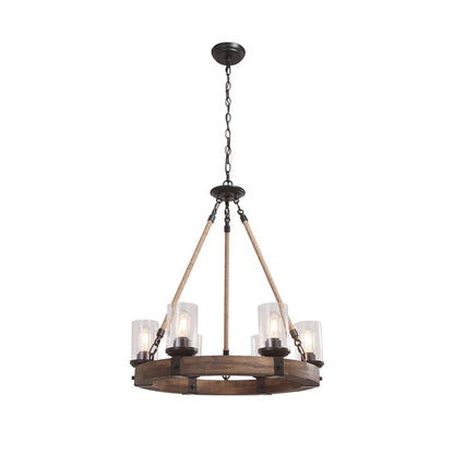 Pendant Light | Wood Ring Rope Chandelier