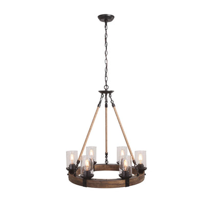Pendant Light | Wood Ring Rope Chandelier