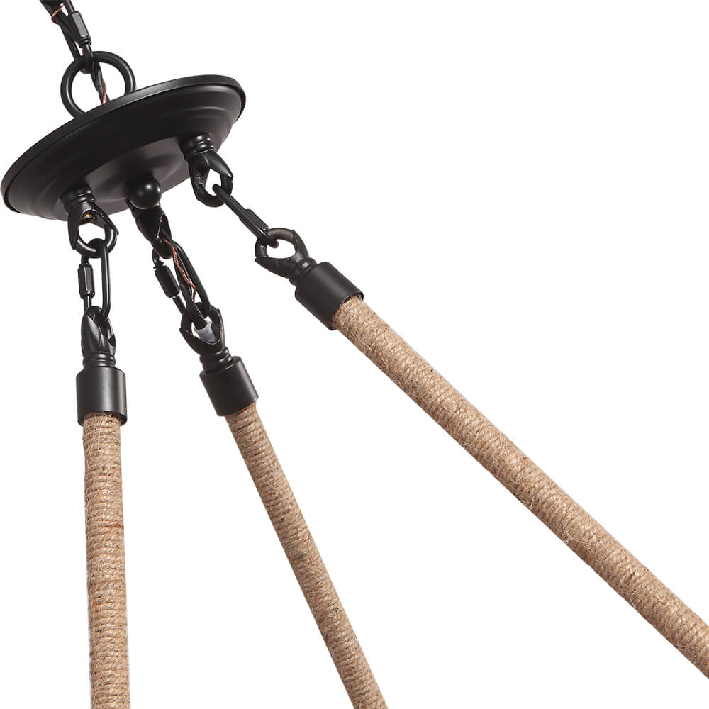 Pendant Light | Wood Ring Rope Chandelier