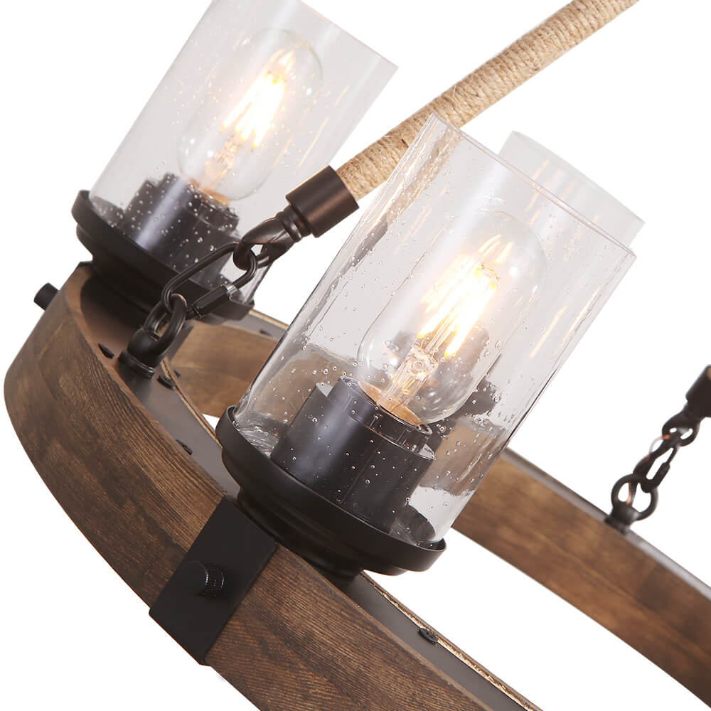 Pendant Light | Wood Ring Rope Chandelier