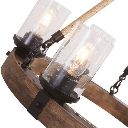 Pendant Light | Wood Ring Rope Chandelier