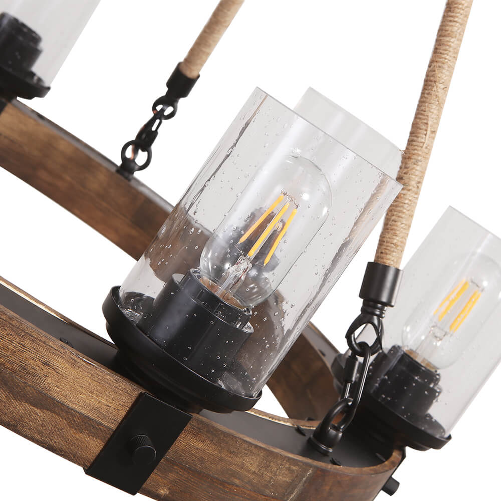 Pendant Light | Wood Ring Rope Chandelier
