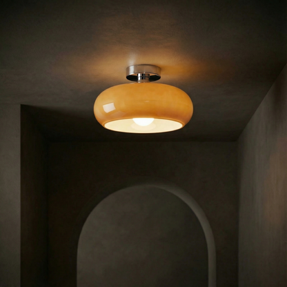 Pendant Light | Amber Glass Dome Design