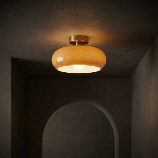 Pendant Light | Amber Glass Dome Design