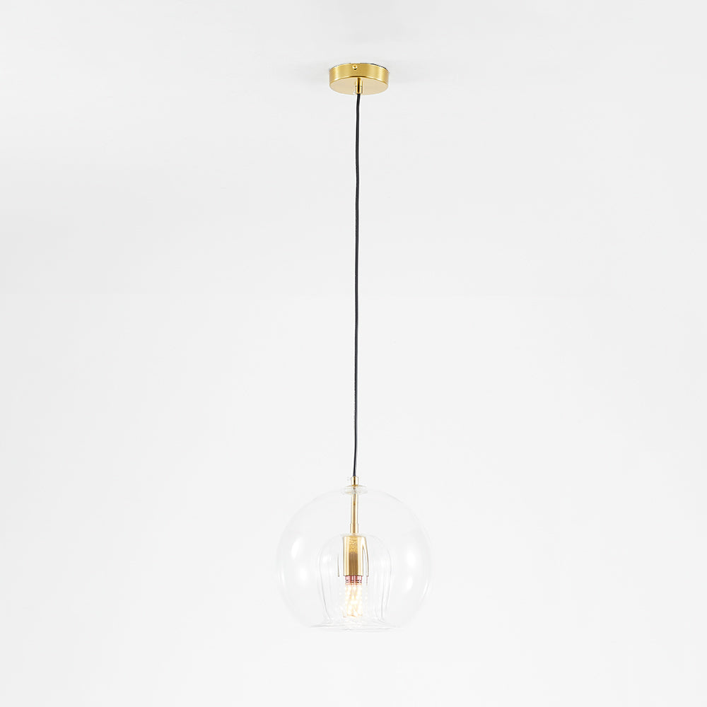 Pendant Light | Glass Globe Ribbed Design