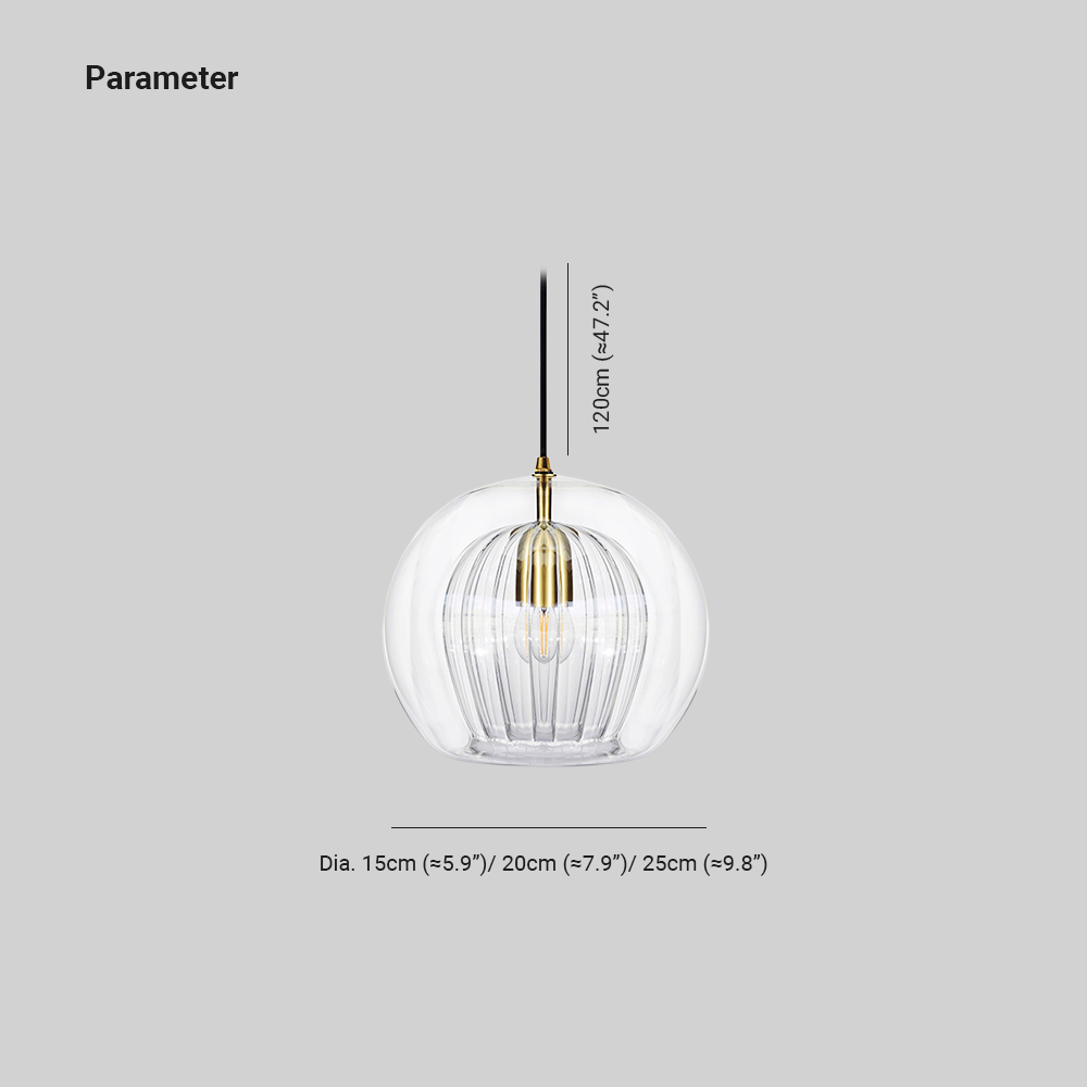 Pendant Light | Glass Globe Ribbed Design
