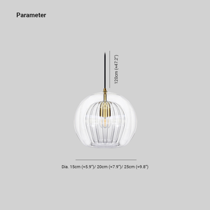 Pendant Light | Glass Globe Ribbed Design