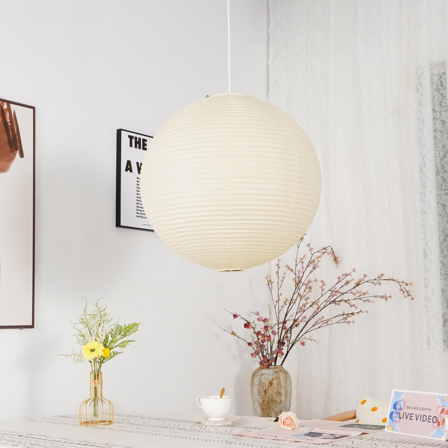 Pendant Light | Rice Paper Globe Design
