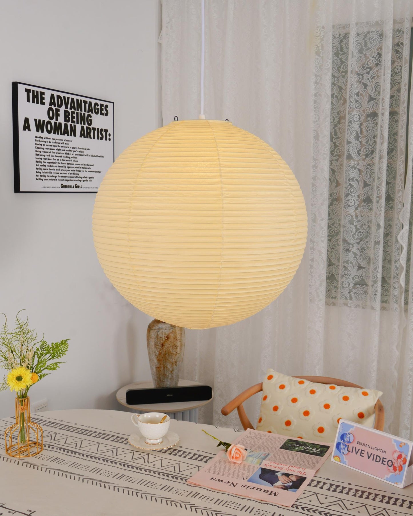 Pendant Light | Rice Paper Globe Design