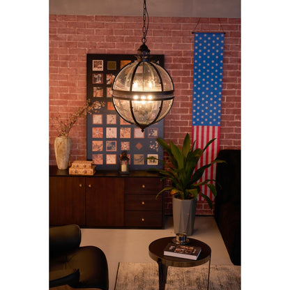 Pendant Light | Glass Globe Cage Design
