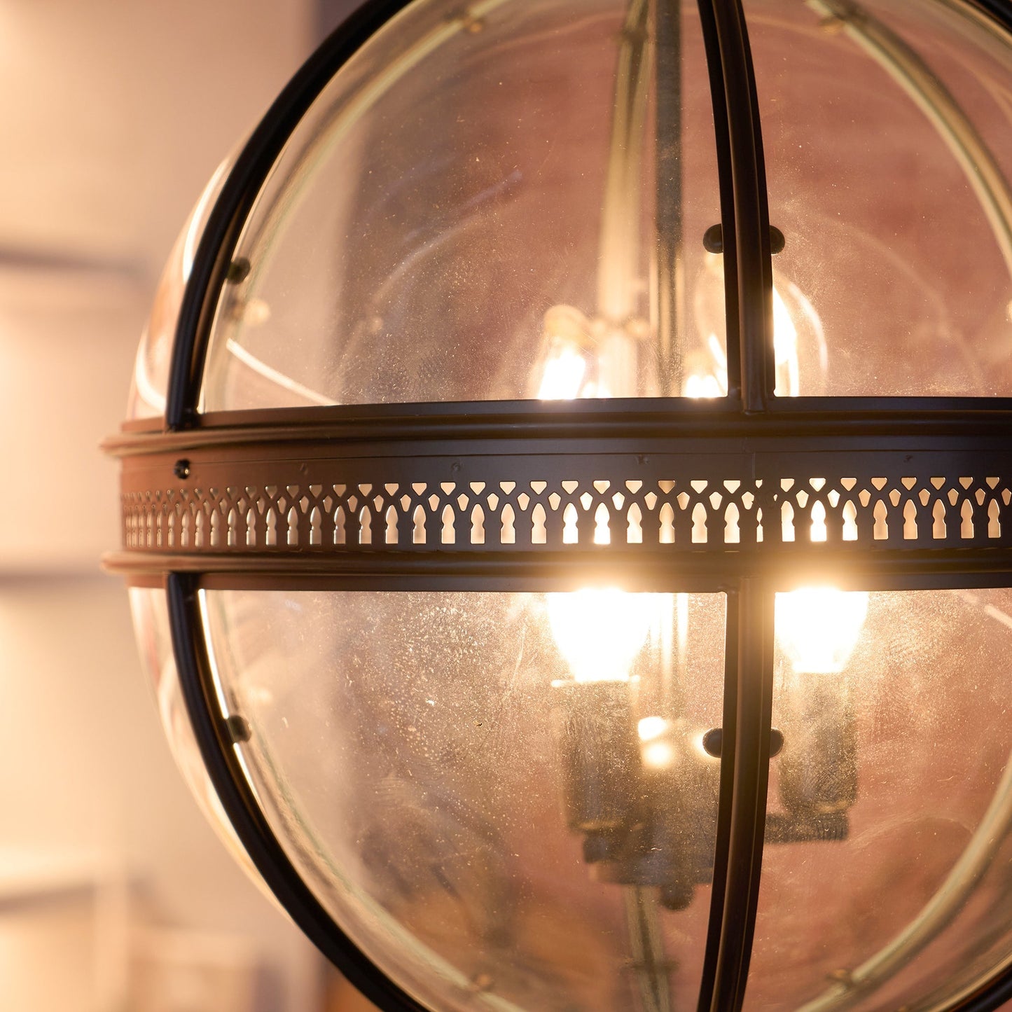 Pendant Light | Glass Globe Cage Design