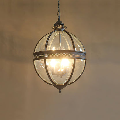 Pendant Light | Glass Globe Cage Design