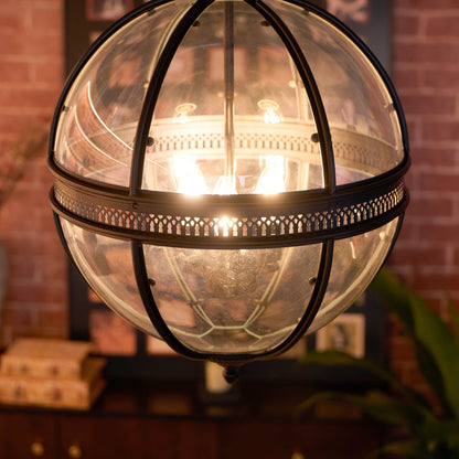 Pendant Light | Glass Globe Cage Design