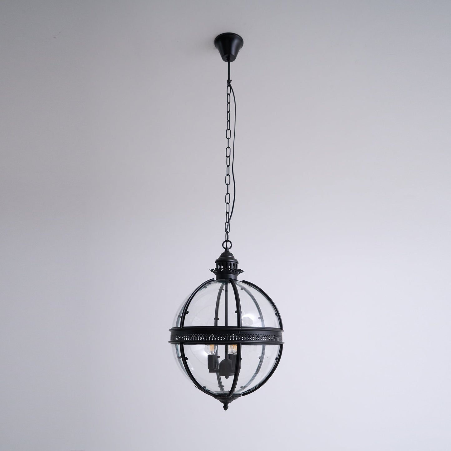 Pendant Light | Glass Globe Cage Design