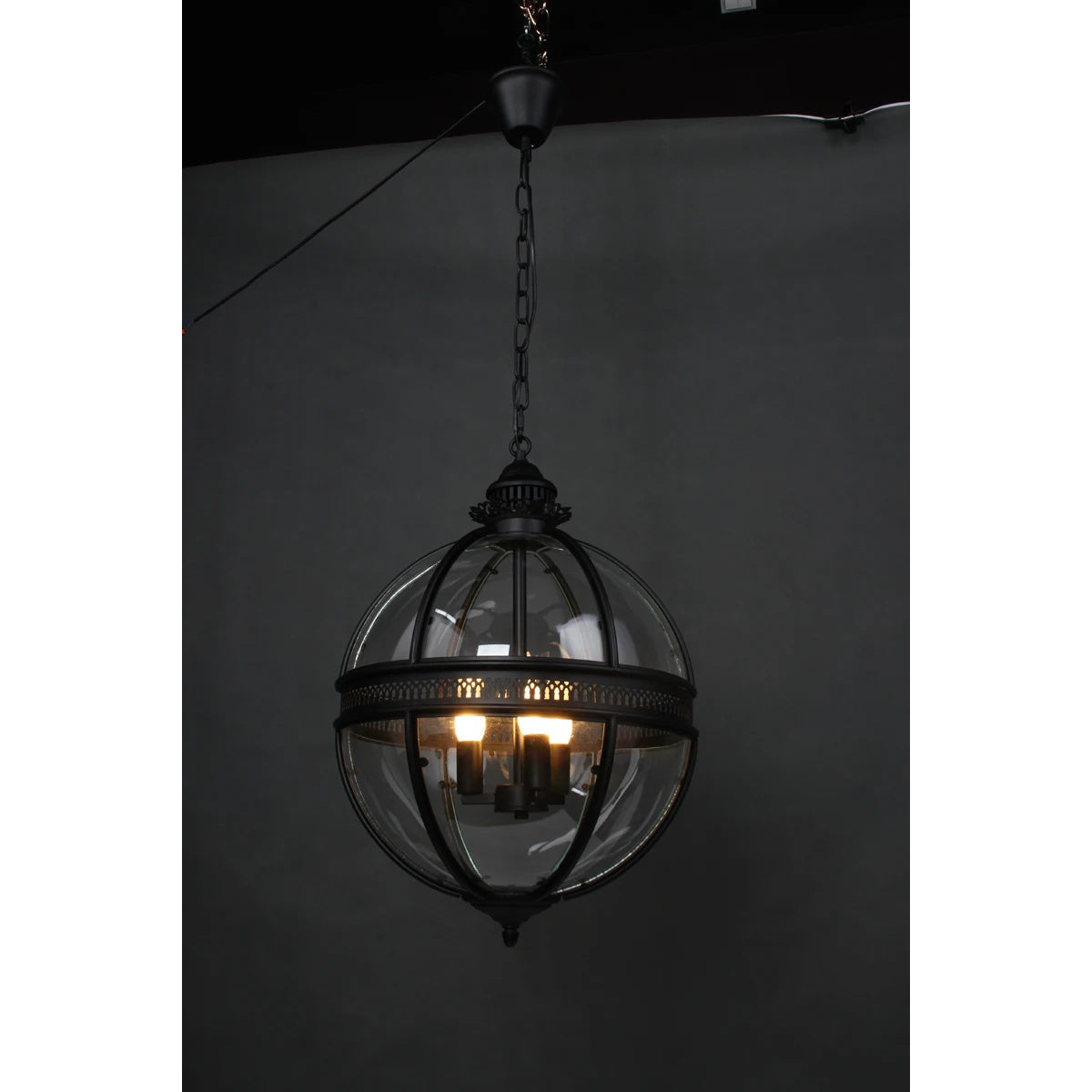 Pendant Light | Glass Globe Cage Design