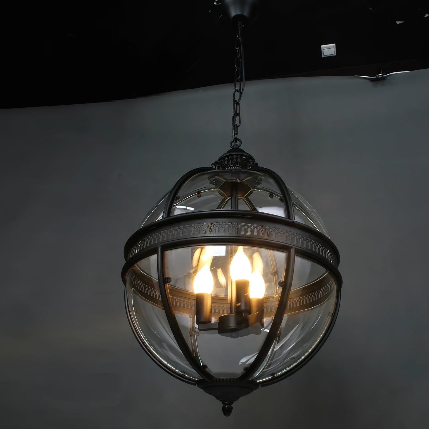 Pendant Light | Glass Globe Cage Design
