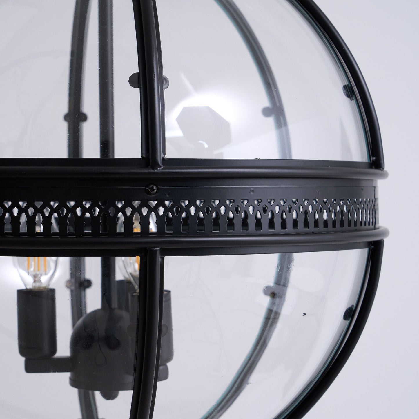 Pendant Light | Glass Globe Cage Design