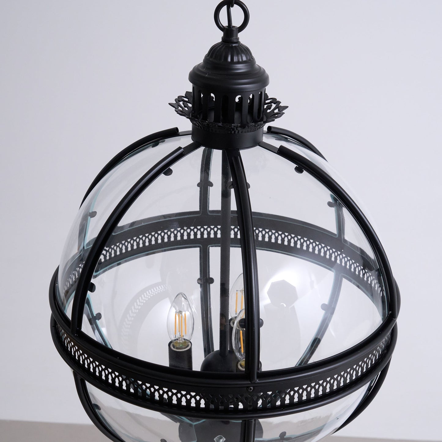 Pendant Light | Glass Globe Cage Design
