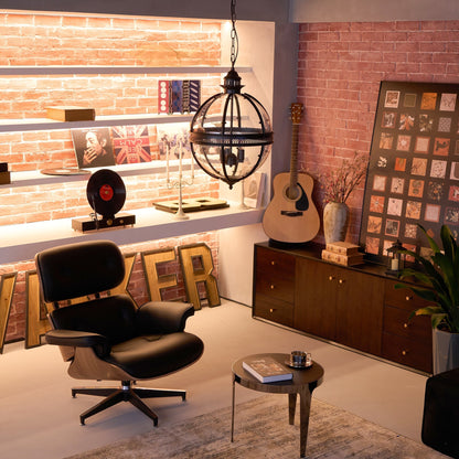 Pendant Light | Glass Globe Cage Design