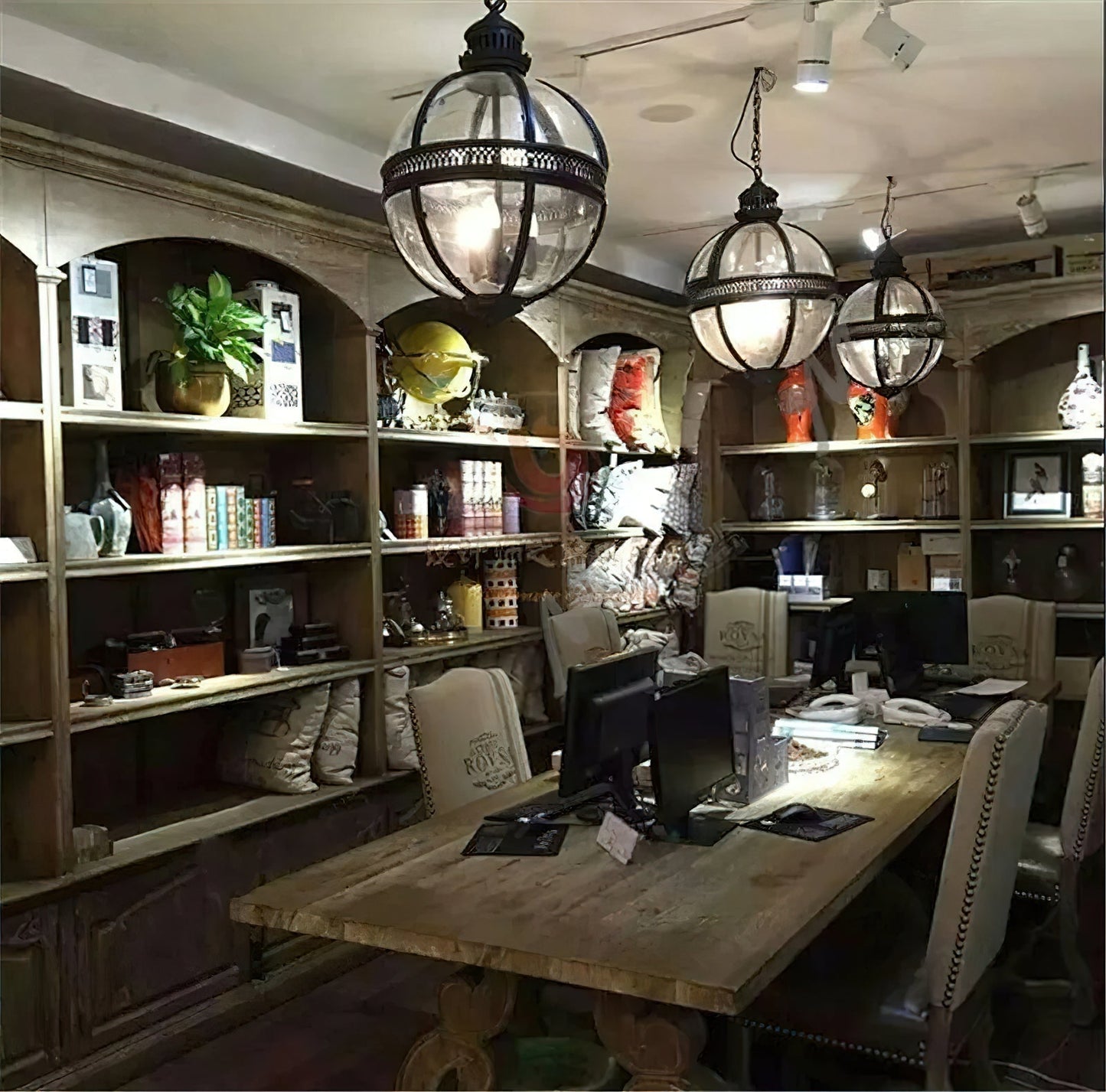 Pendant Light | Glass Globe Cage Design