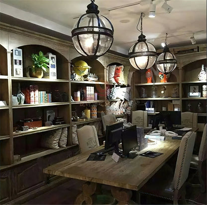 Pendant Light | Glass Globe Cage Design