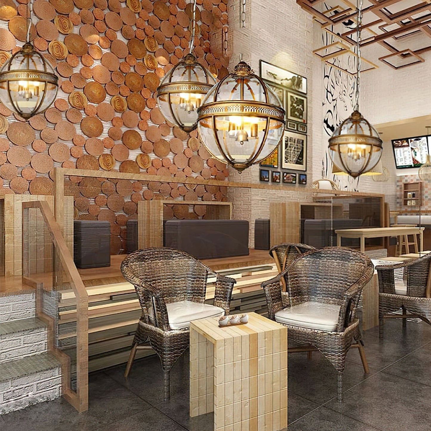 Pendant Light | Glass Globe Cage Design