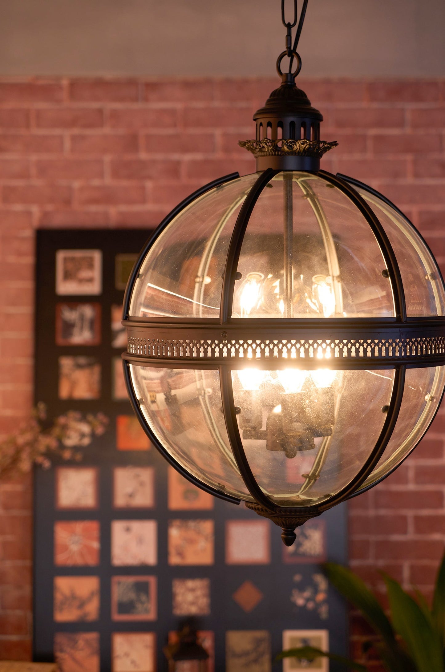 Pendant Light | Glass Globe Cage Design