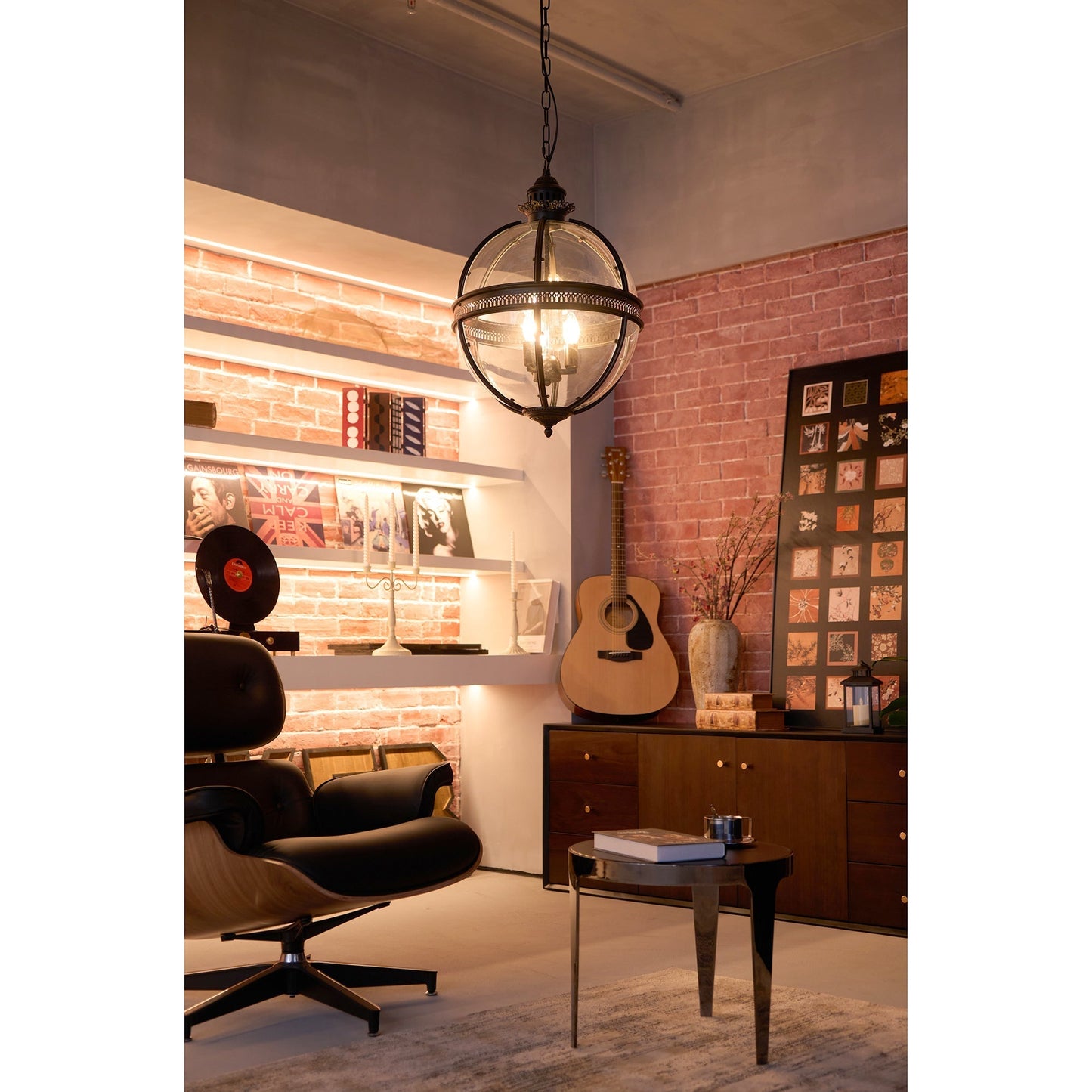 Pendant Light | Glass Globe Cage Design