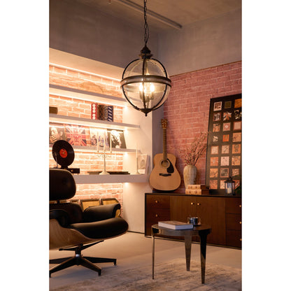 Pendant Light | Glass Globe Cage Design