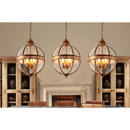 Pendant Light | Glass Globe Cage Design