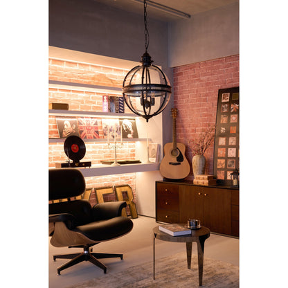Pendant Light | Glass Globe Cage Design